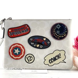 NWT COACH X MARVEL Gallery Pouch Bag with Patches